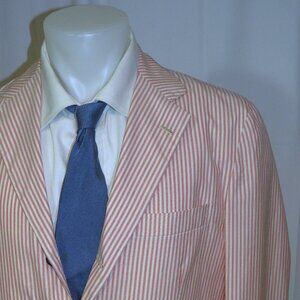 Kiton Lightweight Cashmere Blend White Red Stripe Three Roll Two Blazer 44R NWT